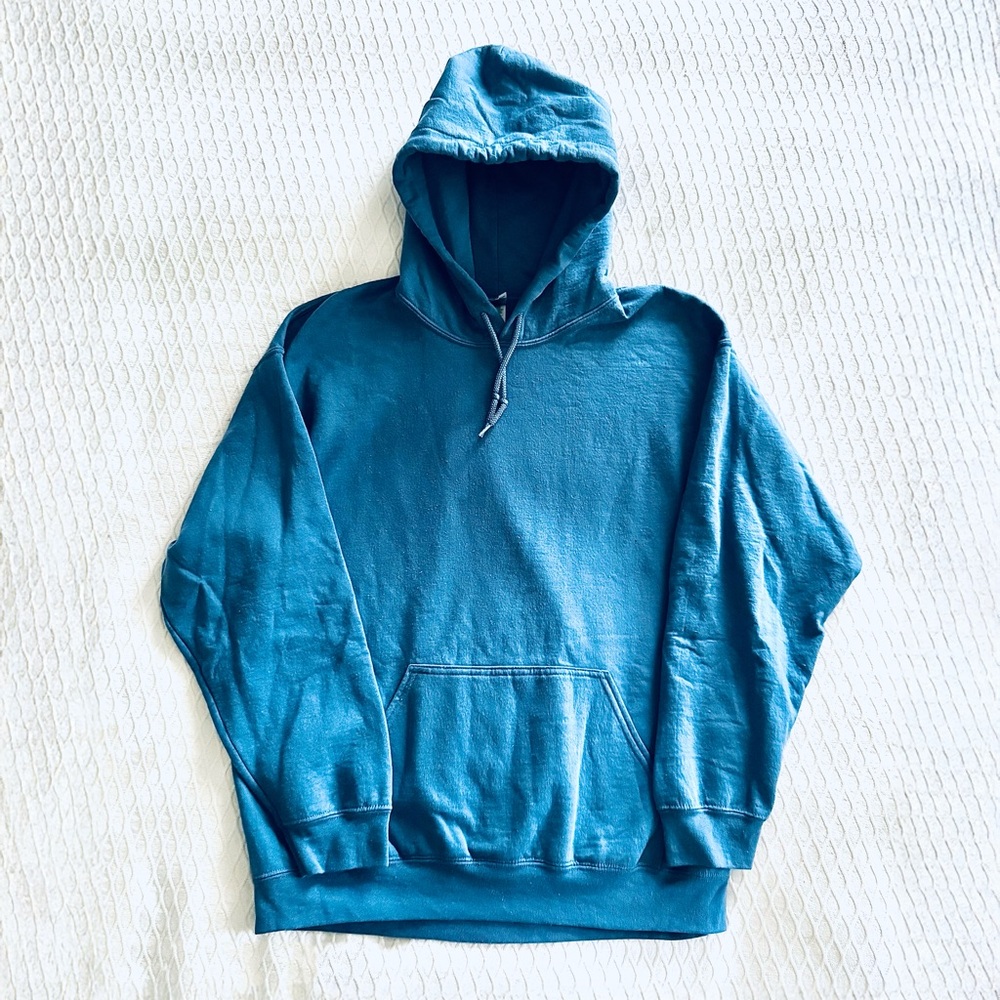 Gildan Blue Men's Baggy Hoodie L